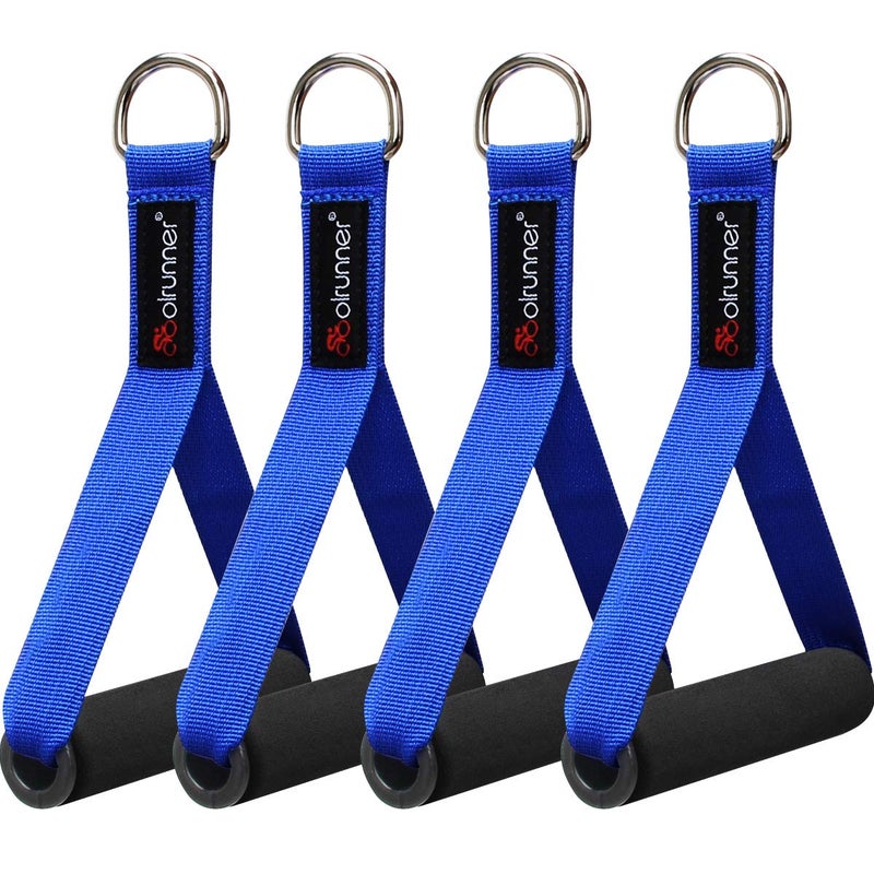 Coolrunner 2 Pair Resistance Band Handles Grips Fitness Strap Wide Design Heavy Duty Cable Handles with Solid ABS Cores, Heavy Gauge Welded D-Rings (4-Piece Set) (Blue) - Image 1